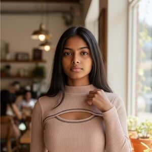 (NO COMMENT) mock neck crop top